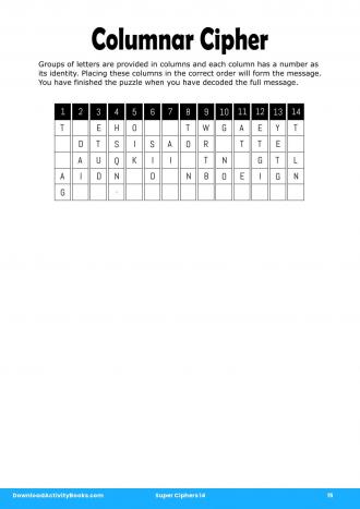 Columnar Cipher #15 in Super Ciphers 14