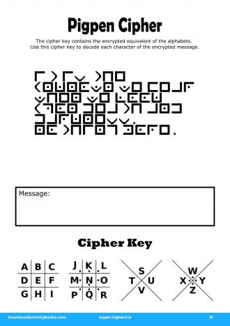 Pigpen Cipher #21 in Super Ciphers 14