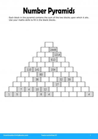 Number Pyramids in Teens Activities 117