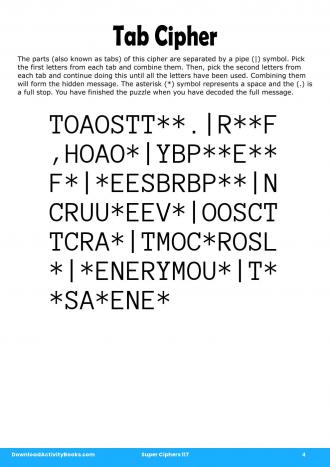 Tab Cipher #4 in Super Ciphers 117
