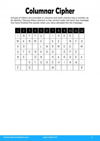 Columnar Cipher #11 in Super Ciphers 117