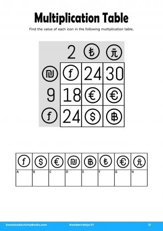 Multiplication Table #12 in Numbers Ninja 117