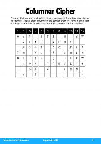 Columnar Cipher #13 in Super Ciphers 120