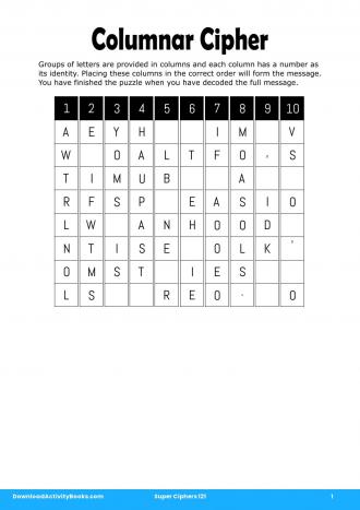 Columnar Cipher #1 in Super Ciphers 121