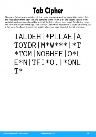 Tab Cipher #13 in Super Ciphers 121
