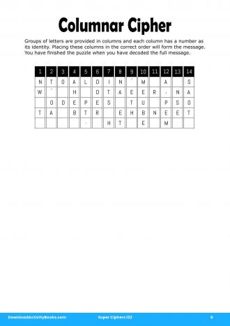 Columnar Cipher #6 in Super Ciphers 122