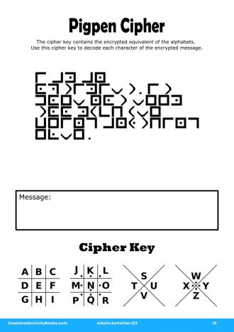Pigpen Cipher #10 in Adults Activities 123