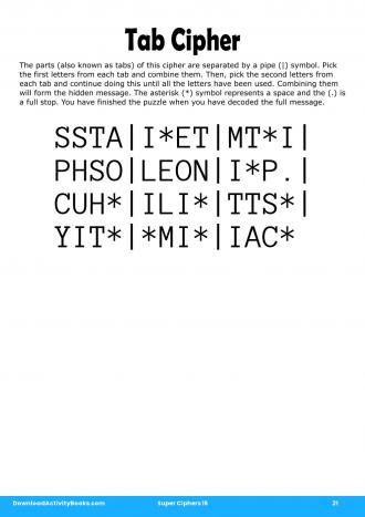 Tab Cipher in Super Ciphers 15