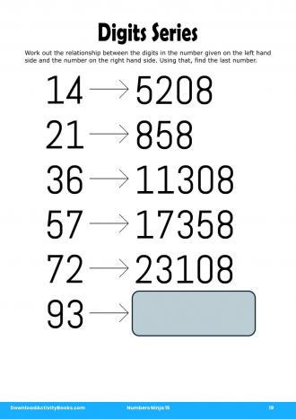 Digits Series in Numbers Ninja 15