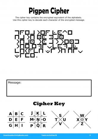 Pigpen Cipher #11 in Teens Activities 16
