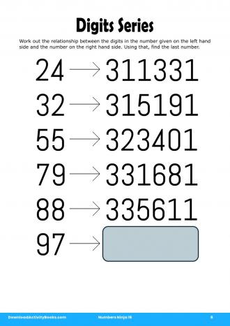 Digits Series in Numbers Ninja 16