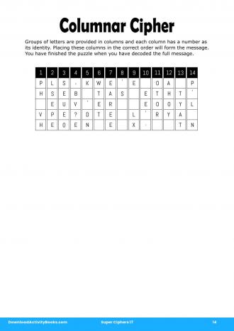 Columnar Cipher #14 in Super Ciphers 17