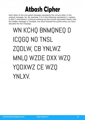 Atbash Cipher #22 in Super Ciphers 17