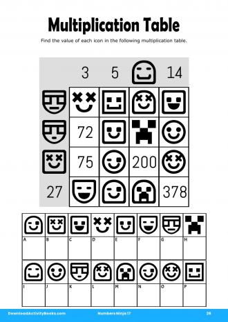 Multiplication Table #26 in Numbers Ninja 17