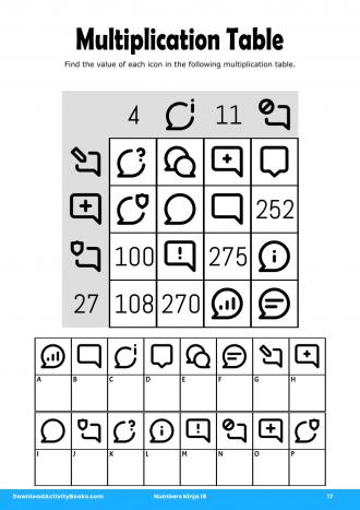 Multiplication Table #17 in Numbers Ninja 18