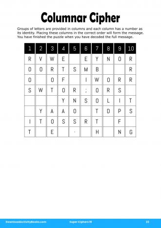 Columnar Cipher #22 in Super Ciphers 19