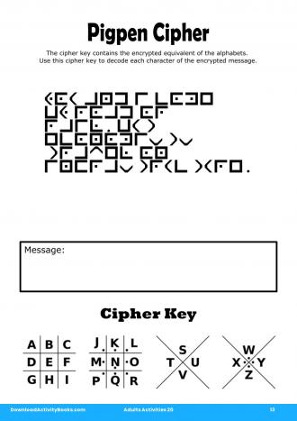 Pigpen Cipher #13 in Adults Activities 20