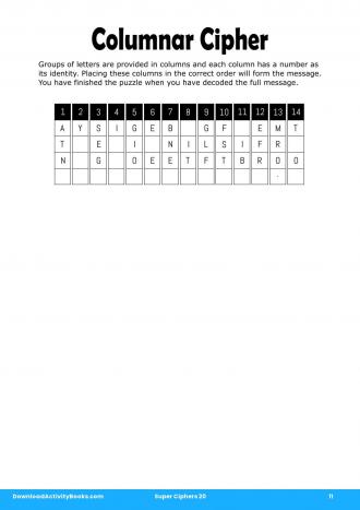 Columnar Cipher #11 in Super Ciphers 20