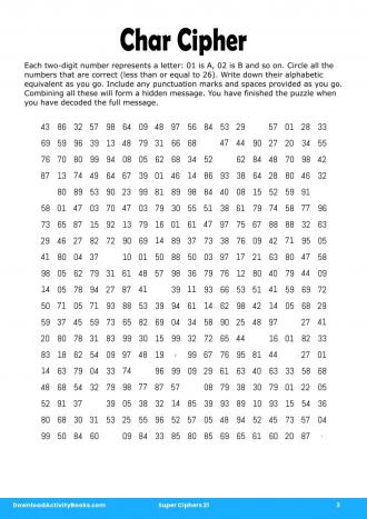 Char Cipher #3 in Super Ciphers 21