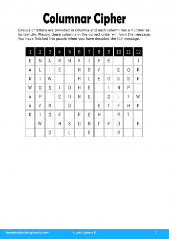 Columnar Cipher #7 in Super Ciphers 21