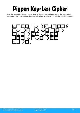 Pigpen Cipher #23 in Super Ciphers 21