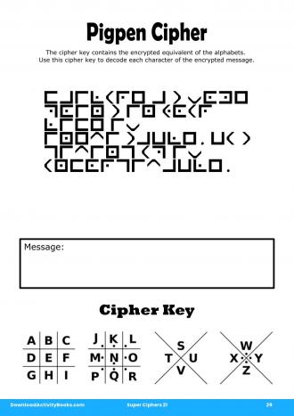 Pigpen Cipher #29 in Super Ciphers 21