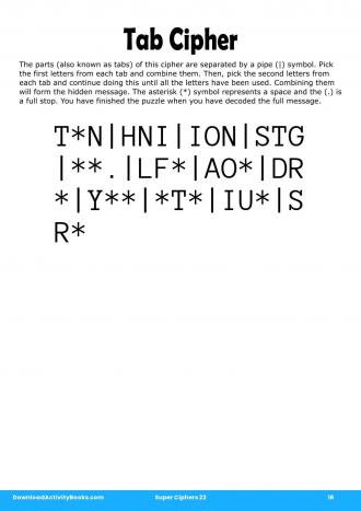Tab Cipher in Super Ciphers 22