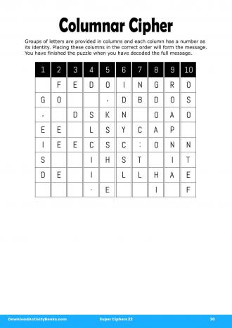 Columnar Cipher #30 in Super Ciphers 22