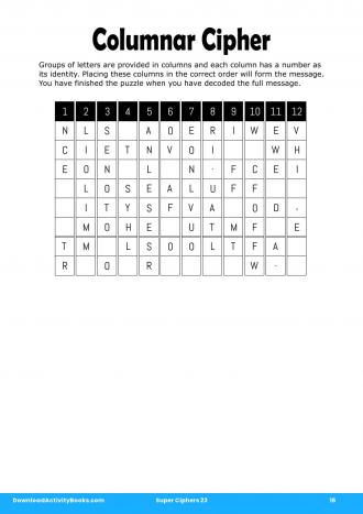 Columnar Cipher #16 in Super Ciphers 23