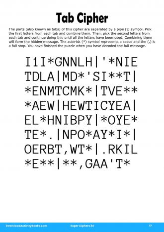 Tab Cipher in Super Ciphers 24