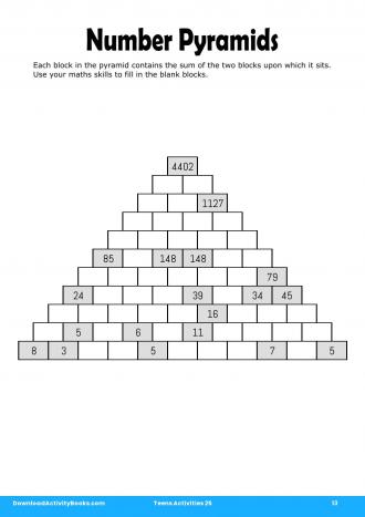 Number Pyramids #13 in Teens Activities 25