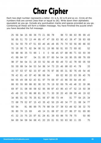Char Cipher in Super Ciphers 25
