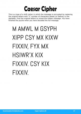 Caesar Cipher #27 in Super Ciphers 25
