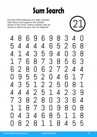 Sum Search #26 in Numbers Ninja 25