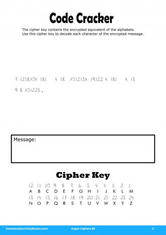 Code Cracker #3 in Super Ciphers 26