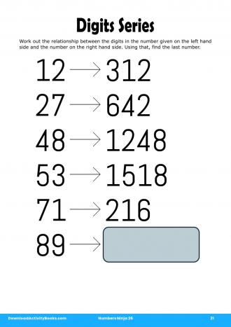 Digits Series in Numbers Ninja 26