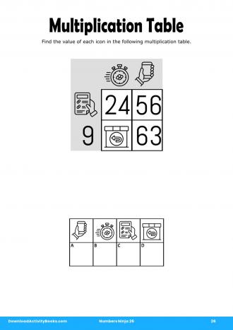 Multiplication Table #26 in Numbers Ninja 26