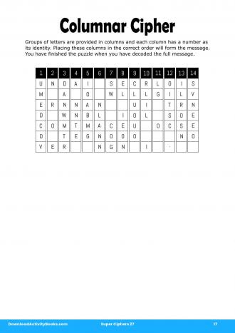 Columnar Cipher #17 in Super Ciphers 27