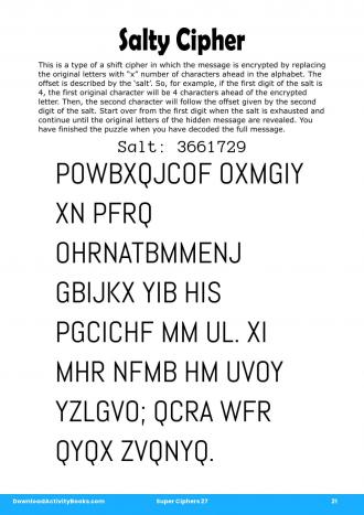 Salty Cipher #21 in Super Ciphers 27