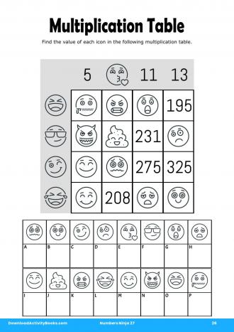 Multiplication Table #26 in Numbers Ninja 27