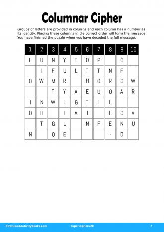 Columnar Cipher #7 in Super Ciphers 28