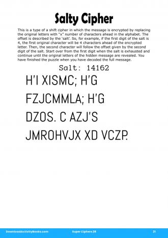 Salty Cipher #21 in Super Ciphers 28
