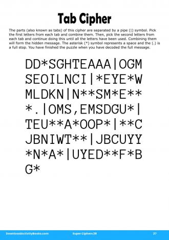 Tab Cipher in Super Ciphers 28