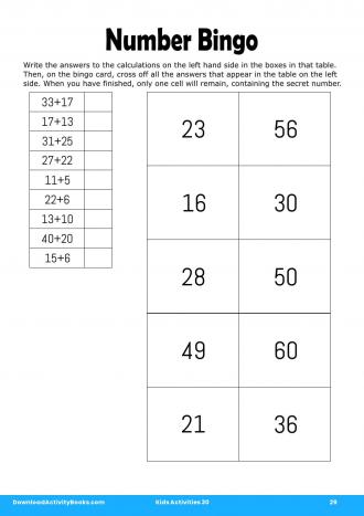 Number Bingo #29 in Kids Activities 30