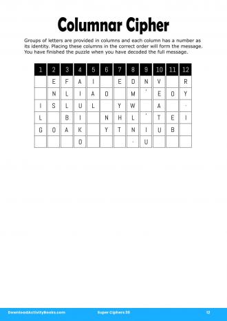 Columnar Cipher #12 in Super Ciphers 30