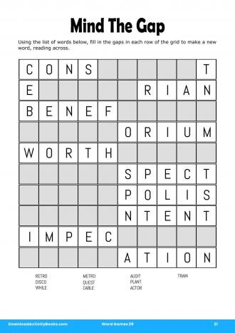 Mind The Gap in Word Games 29
