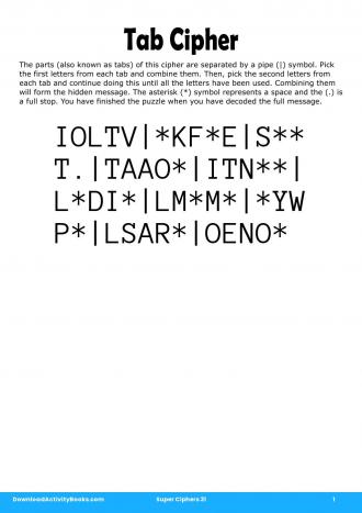 Tab Cipher #1 in Super Ciphers 31