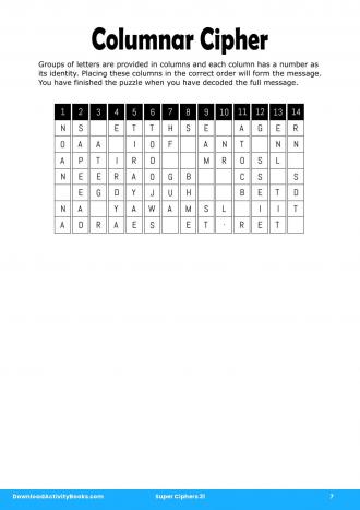 Columnar Cipher #7 in Super Ciphers 31