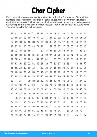Char Cipher #21 in Super Ciphers 31