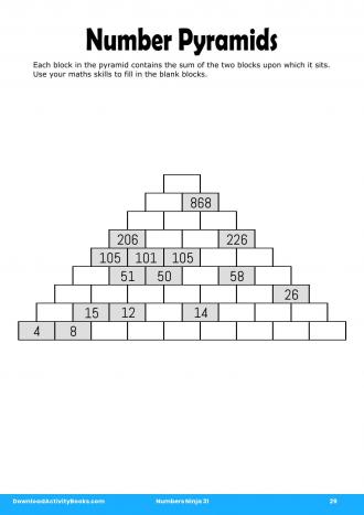 Number Pyramids #29 in Numbers Ninja 31